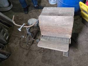 Old Tricycle and Small School Desk