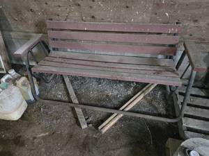 Metal and Wood Bench