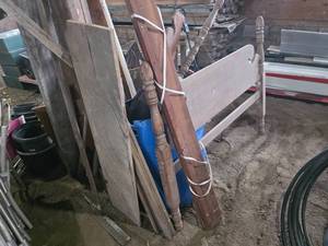 Wooden bed frame and miscellaneous wood pieces