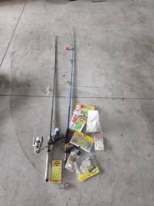 Fishing Rods and Tackle Lot including Reels, Lures, and Accessories