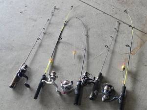 Ice Fishing Rods with Reels and Bobbers