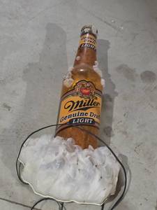 Miller Genuine Draft Light-Up Beer Bottle Sign with Ice Accents - Almost 36 Tall - Did Not Light Up