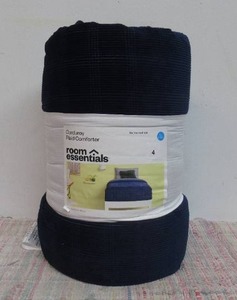 TwinTwin Extra Long Corduroy Plaid Comforter Navy Blue - Room Essentials