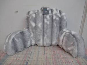 Comfort Bay GrayWhite Plush Bed Rest Pillow