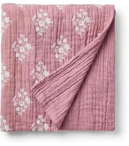 Threshold Studio McGee Floral Block Print Jacquard Throw PurpleCream