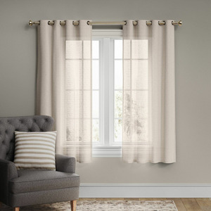 54x84 Light Filtering Textured Weave Window Curtain Panel Off White - Threshold
