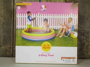 10.63 x 4.13 x 15 3 Ring Pool 105 gal Round Kiddie Pool - YellowPinkNavy - Sun Squad