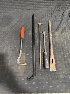 Assorted Metal Pry Bars & Chisels