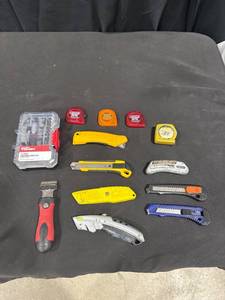 Assorted Knives and Tape Measures