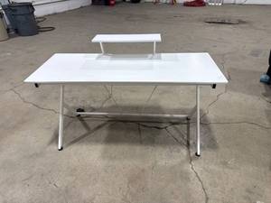 White Gaming Desk with USB Hub