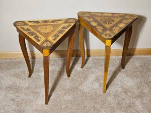 Charming Marquetry Jewelry Box Music Box Side Table