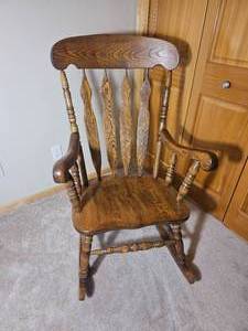 American Colonial Traditional Oak Rocking Chair