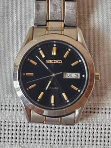 Seiko Mens Solar 37mm with Two Tone Steal Band.