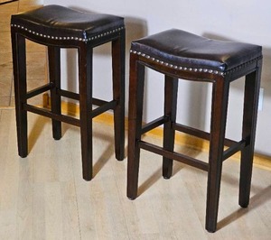Saddle Style Faux  Leather Tack Counter Stools