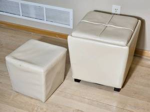 Vanilla Tone Nesting Storage Ottoman