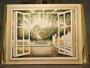 Hand-Painted Tuscan Courtyard D�cor Art