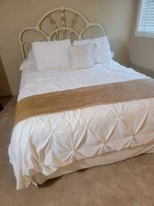 Romantic Taupe Iron and Brass Queen Bed