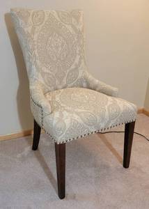 Pier One Beige Monochrome Paisley Slipper Chair with Tack Detail