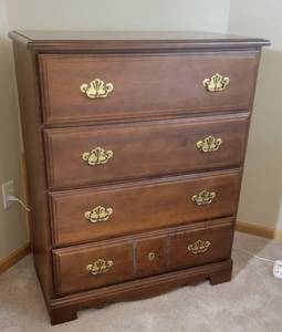 Tall 4 Drawer Dresser with Brass Batwing Pulls