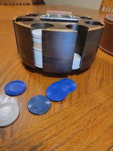 Vintage Poker Chips and Dealers Caddy