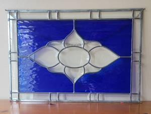 Cobalt Blue Stained Glass Art Panel