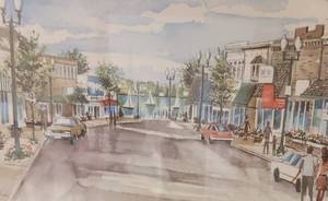 Original Framed Watercolor   Excelsior MN Water Street