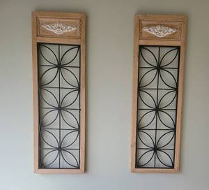 Framed Black Iron Florette Wall Dcor, pair