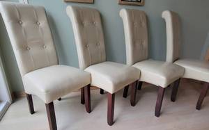 Sleek French Vanilla Dining Chairs  set of 4, as