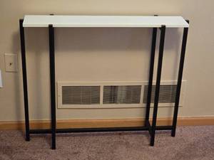 Contemporary Narrow Console Table with White Top and Black Frame