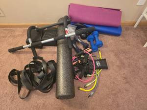 Home Fitness Equipment Bundle with Weights Mats and Accessories
