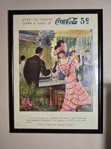 Framed Vintage Style Coca Cola Advertising Print