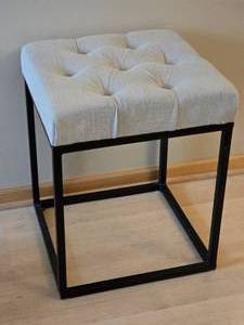 Modern Upholstered Bench with Tufted Seat and Metal Frame