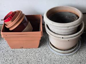 Assorted Plastic Planters and Garden Pots Collection