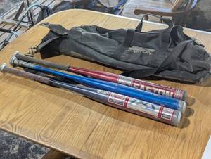 3 Aluminum Bats with Old Bag