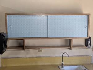 Modern Vintage Wall Cabinet - Sliding Doors and Shelves