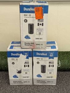 Set of 3 - DuraVent Model DVL Double Wall Stove Pipe 6in. Diameter X 12in. Double Wall Stove Pipe Length (Qty-3)
