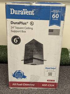 DuraVent DuraPlus All-Fuel Chimney 6in. Diameter Square Ceiling Support Box, 24in. Height