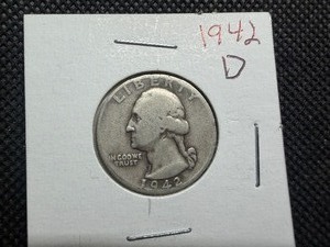 1942 D Silver Washington Quarter