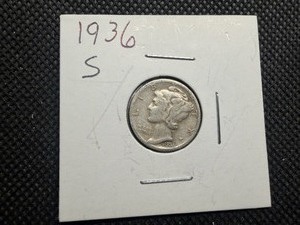 1936 S Silver Mercury Dime