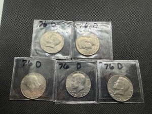 Five Bicentennial 1976 D Kennedy Half Dollars