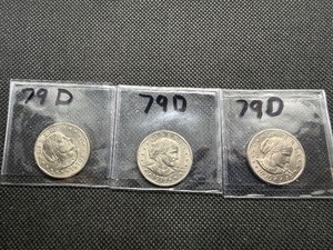 Three 1979 D Susan B Anthony Dollars