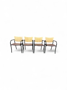 Set of Four BurgundyBrown Armless Stacking Chairs