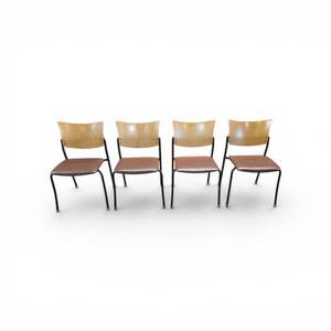 Set of Four BurgundyBrown Armless Stacking Chairs