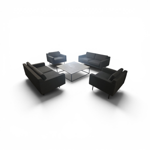 Full Reception Area Seating Combo  2 Sofas  2 Guest Chairs  Marble Coffee Table