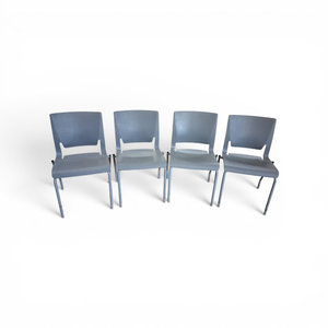 Set of Four Gray Stacking Chairs