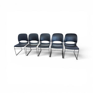 Set of Five Black Stacking Chairs