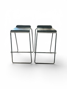 Set of blue counter stools
