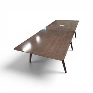 Walnut Veneer Conference Table with Angled Legs and a built-in power grommet 4ftx10ftx29