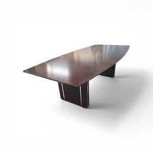 Conference table mahogany laminate finish and elliptical base 84x4x29