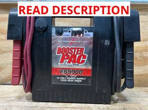 Booster PAC Industrial-Grade 12 Volt Jump Starter and Power Source, 1500 Peak Amps, Model# ES5000 #167764 Msrp $219.99 (sold as is)